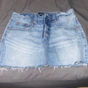 Aeropostale Light Blue Frayed Denim Mini Skirt